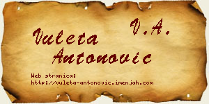 Vuleta Antonović vizit kartica